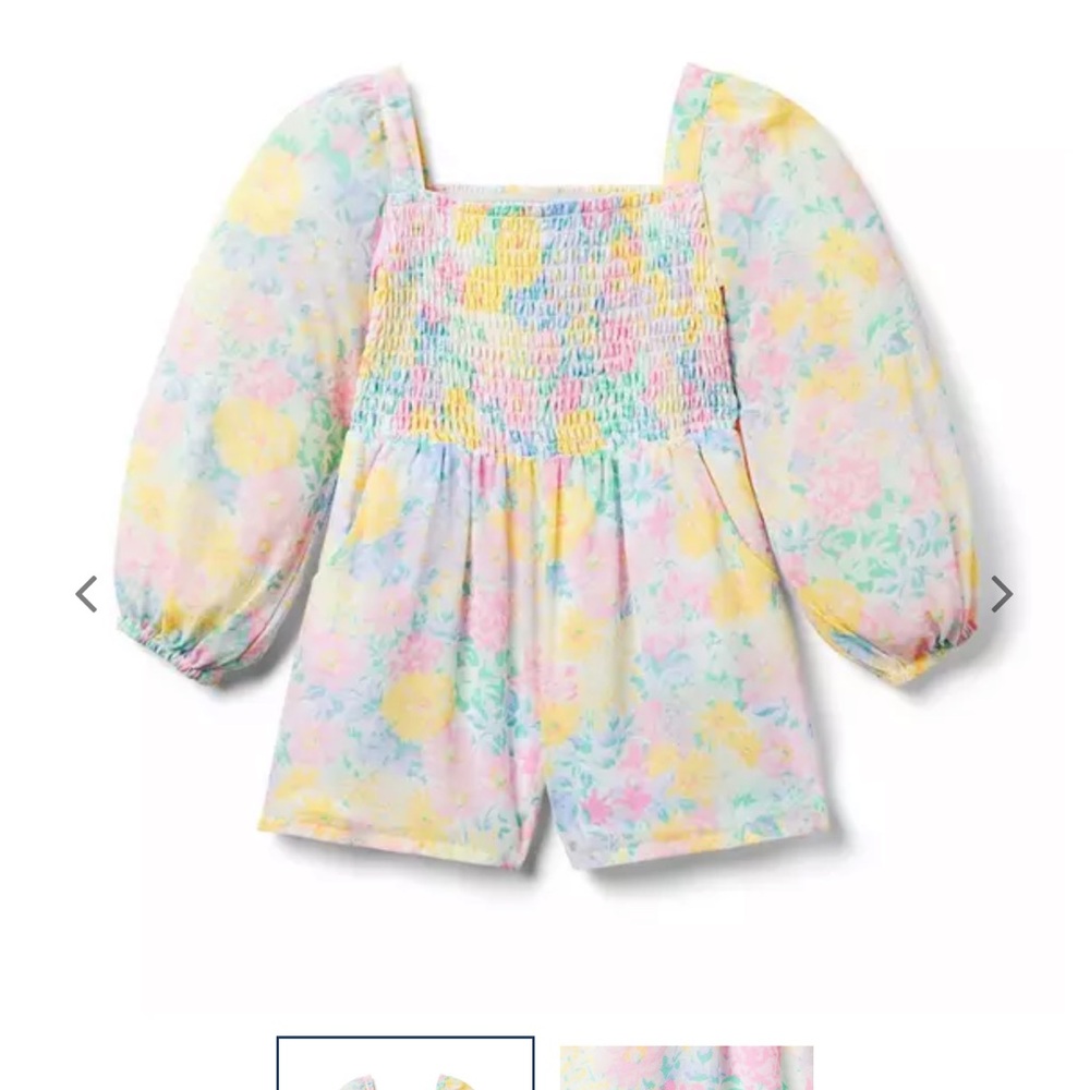 JANIE AND JACK EMMA SMOCKED ROMPER WHITE FLORAL 2T